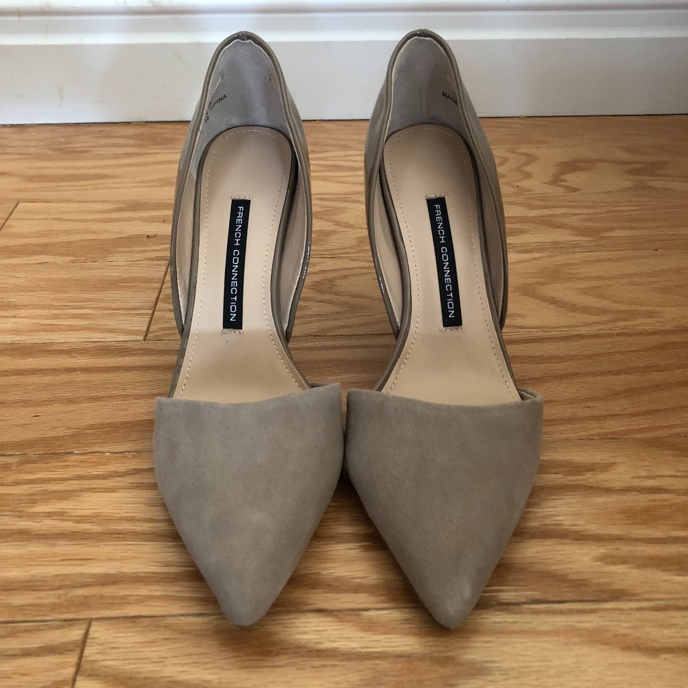 BN - Greige 3.5 inch Closed Toe Pointed Pumps